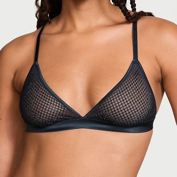Victoria’s Secret Extra Small Dark Twilight Ziggy Glam Shine Fishnet Bralette - Picture 3 of 5